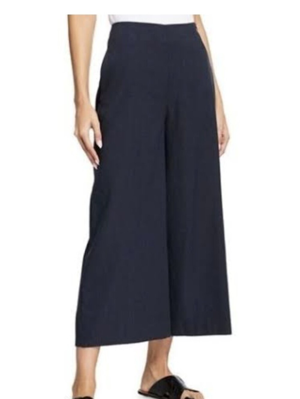 Theory Silk Raoka Black Wide-Leg Elastic Waist Pants